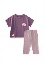 Taylı T-Shirt Takım 1-8 Yaş Mor