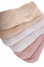 Chaussettes triple action antidérapantes et faciles à ramper, 1-4 ans, rose poudré, sable, blanc