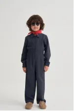 Tencel Önü Fermuarlı Tulum 2-7 Yaş Lacivert