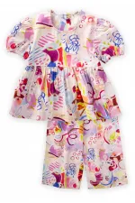 Triangle Back Suit 2-7 Years Old Ecru Patterned