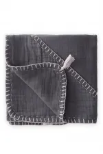 Double Layer Handmade Muslin Triangle Towel (Washed) 75x75 cm Anthracite