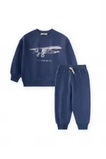Ensemble sweat-shirt imprimé planeur pour enfants de 2 à 10 ans, bleu indigo