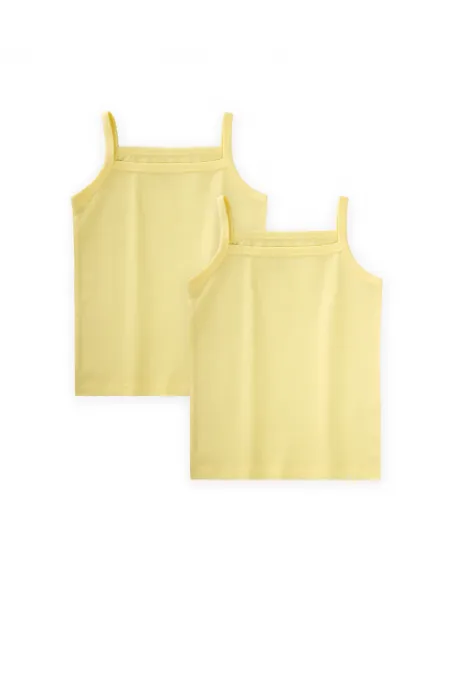 Two-Piece Strappy Girls' Tank Top, Ages 2-11, Yellow