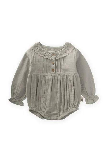 Fisto Yakalı Mevsimlik Müslin Zıbın 0-2 Yaş Su Yeşili