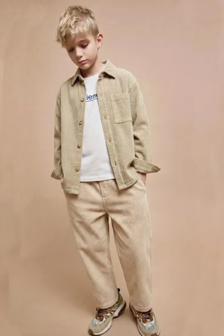 Pantalon en velours côtelé beige pour enfant de 1 à 8 ans