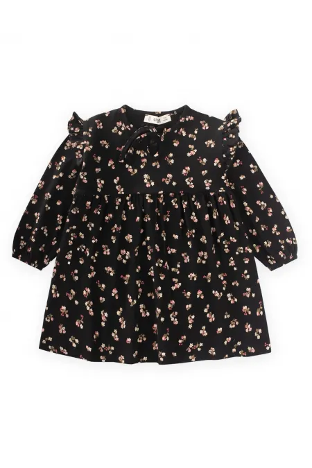 Robe de saison à motifs noirs pour enfants de 1 à 7 ans Robe de saison à motifs noirs pour enfants de 1 à 7 ans