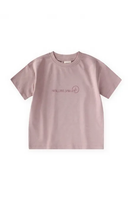 Slogan Baskılı T-Shirt 2-10 Yaş Leylak