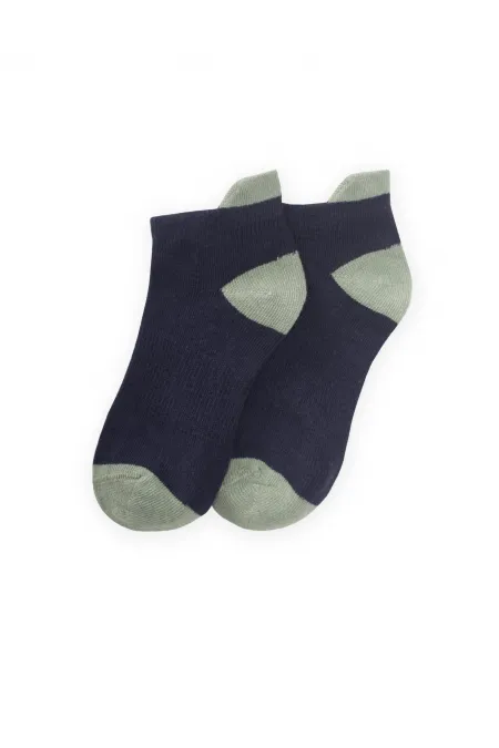 Zemini Ve Burnu Toprak Rekli Çocuk Patik Çorap 5-12- Lacivert-Çağla
