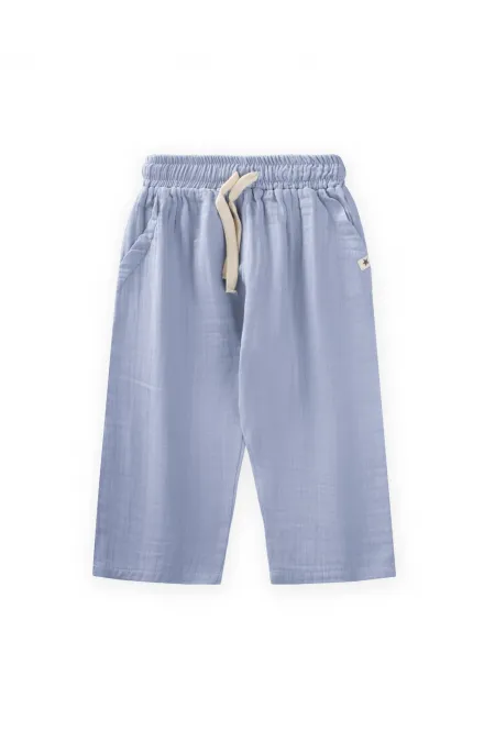 Pantalon en mousseline pour enfants de 1 à 10 ans, bleu clair