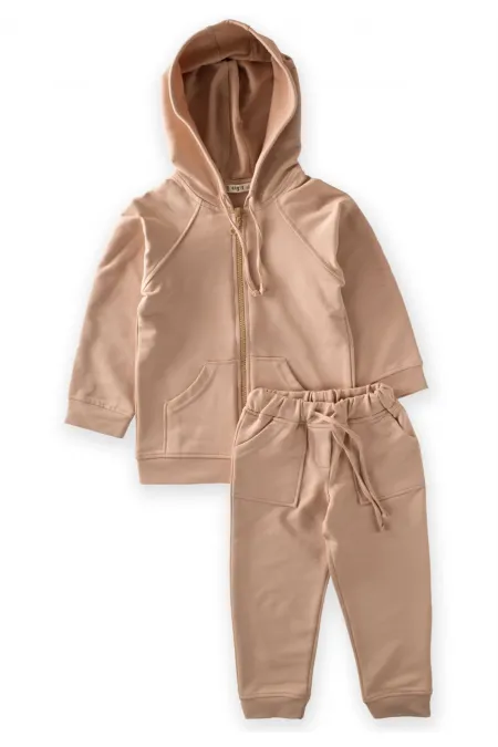 Zip-up Tracksuit Set for 2-9 Years, Beige