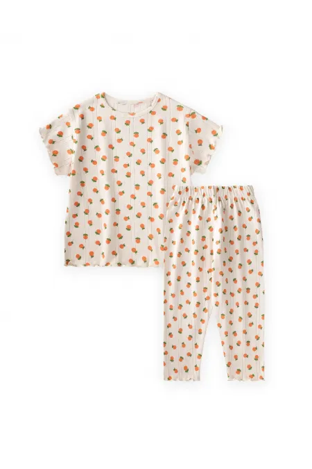 Ensemble pyjama à motifs pour enfants de 1 à 8 ans - Motif orange