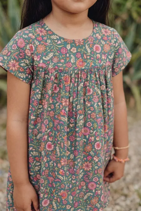 Robe fluide à motifs, 1 à 8 ans, verte