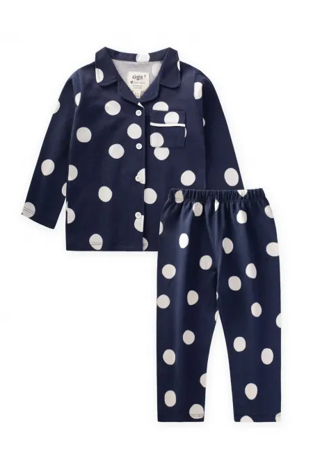 Puantiye Detaylı Pijama Takım 8-12 Yaş Lacivert Puantiye Detaylı Pijama Takım 8-12 Yaş Lacivert