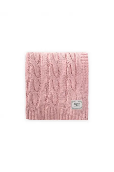 Hair Braid Knit Blanket 80x100 cm (+/-5 cm) Powder Pink