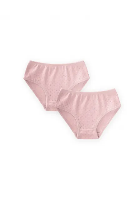 İkili Biyeli Slip Külot  2-9 Yaş Klimalı Pembe