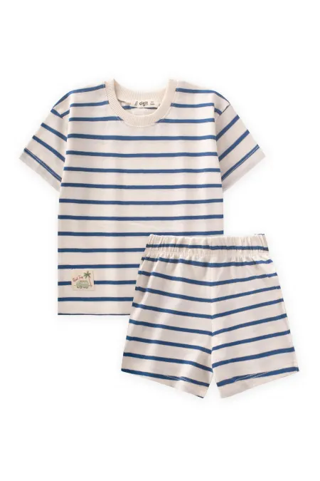 Ensemble short rayé bleu indigo 1-7 ans