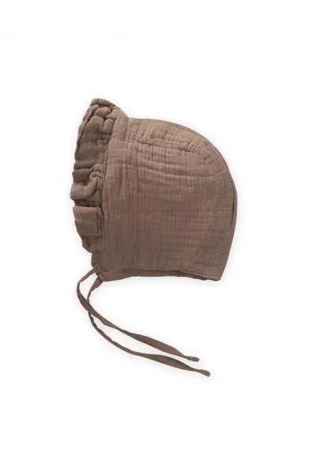 Muslim Baby Hat with Tie and Ruffle, 0-2 Years Old, Beige