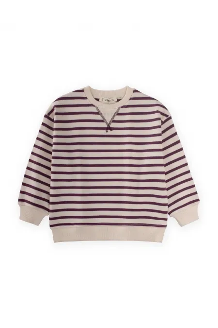 Striped Cardigan Detailed Seasonal Sweater 2-12 Years Old Plum