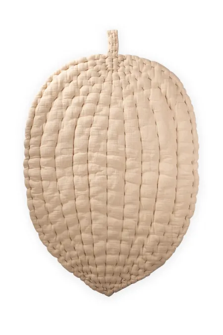 Tapis d'éveil bébé en mousseline à motif feuilles (lavé) sable