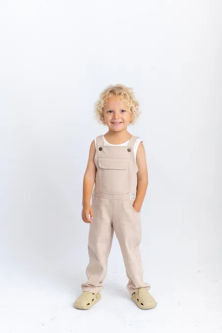 Salopette en gabardine beige 2-7 ans