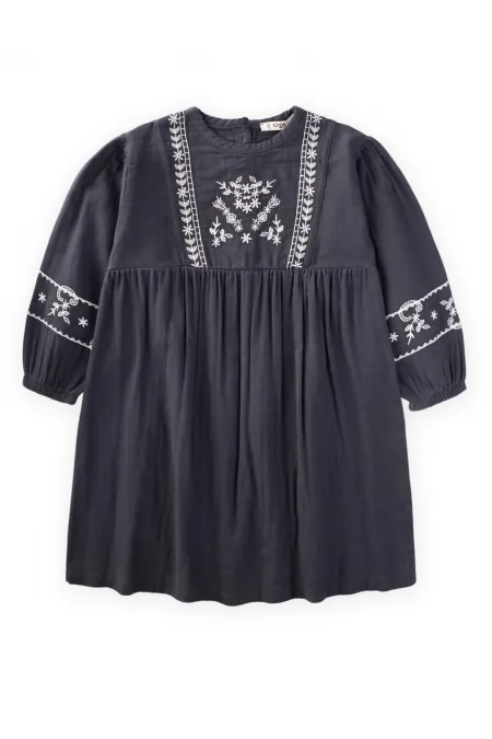 Etnik Nakışlı Mevsimlik Elbise 3-14 Yaş Antasit