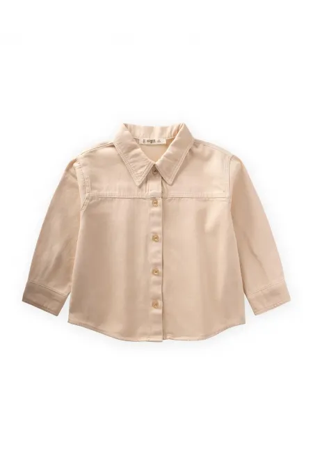 Tek Cepli Gabardin Gömlek 2-7 Yaş Bej