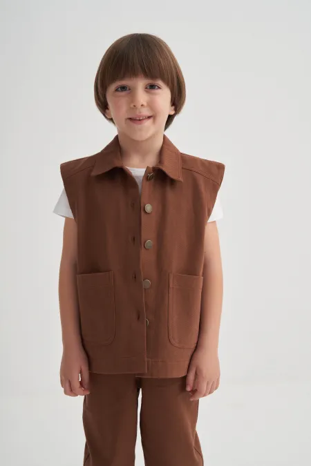 Gabardin Yelek 2-7 Yaş Kahve