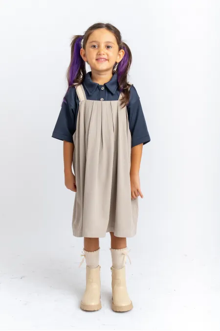 Pileli Tencel Jile 2-7 Yaş Bej