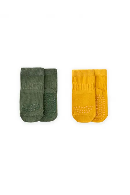 Double Crawling and Non-Slip Socks 1-4 Years Mustard Khaki