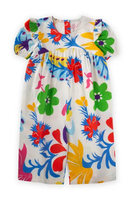 Salopette en popeline pour enfants de 2 à 7 ans, motif écru