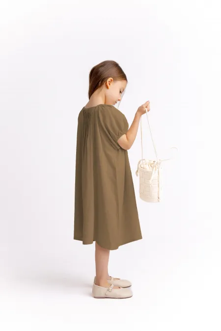 Robe en lin côtelé 2-7 ans Caramel