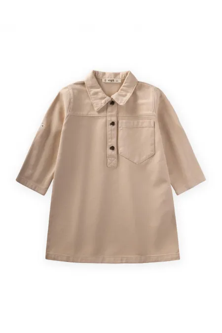 Robe en gabardine teinte beige, 2-7 ans