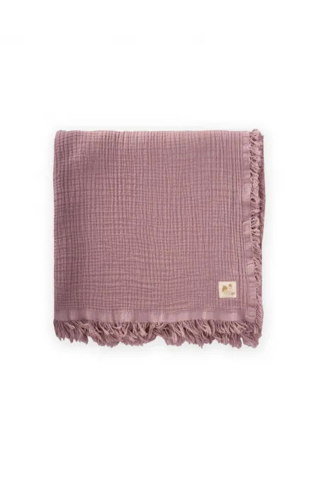 Dört Kat Püsküllü Battaniye 80X120 Cm Bakır