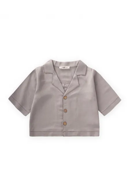 Keten Kalın Taba Dikişli Ceket 2-7 Yaş A Gri