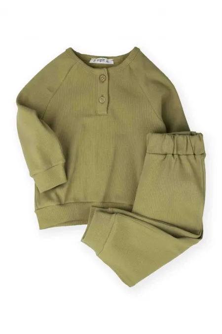 Reglan Kol Patlı Erkek Basıc Takım 1-5 Yaş Yağ Yeşili