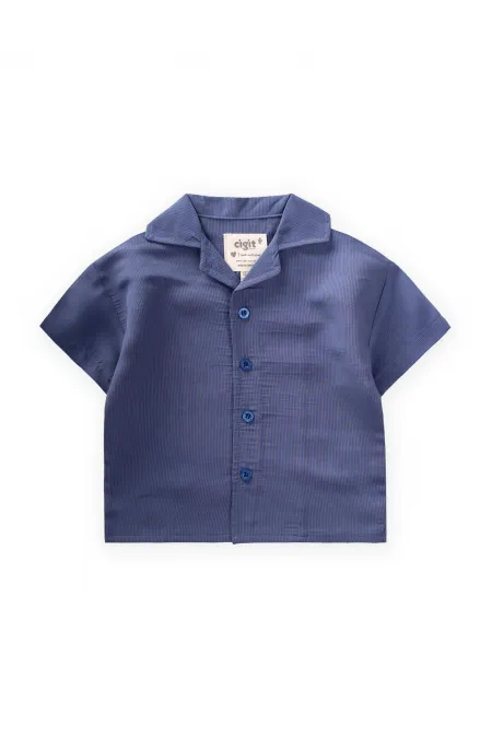 Chemise hawaïenne rayée en modal, 1-8 ans, bleu indigo