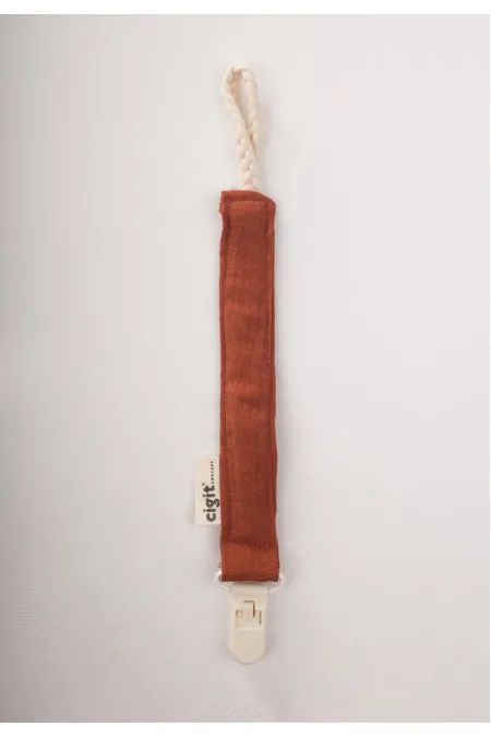 Baby Cotton Pacifier Holder 23 cm Rust