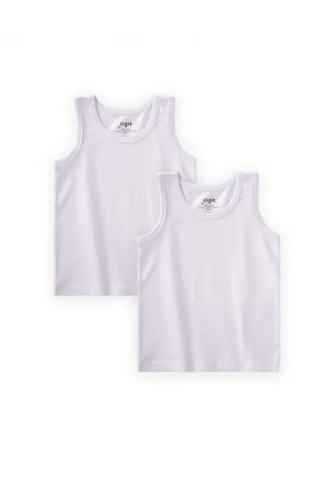 İkili Geniş Askılı Atlet 2-11 Yaş Beyaz