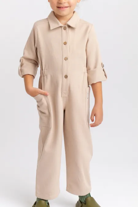 Salopette en gabardine beige 2-7 ans