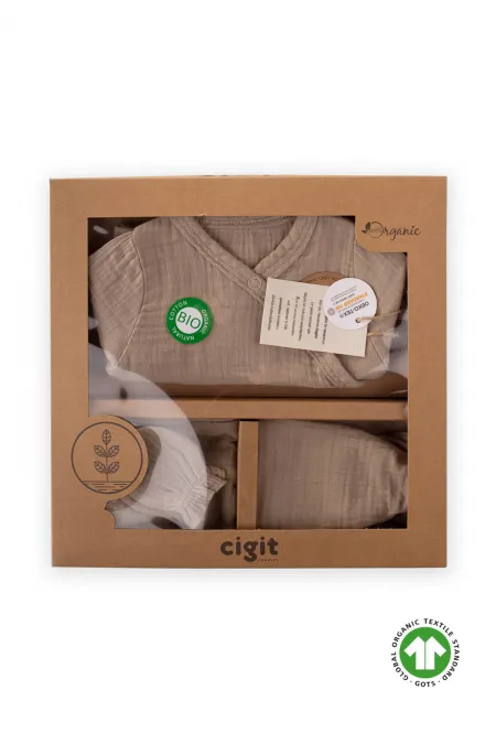 Organic Hospital Baby Set 0-3 Months Mink