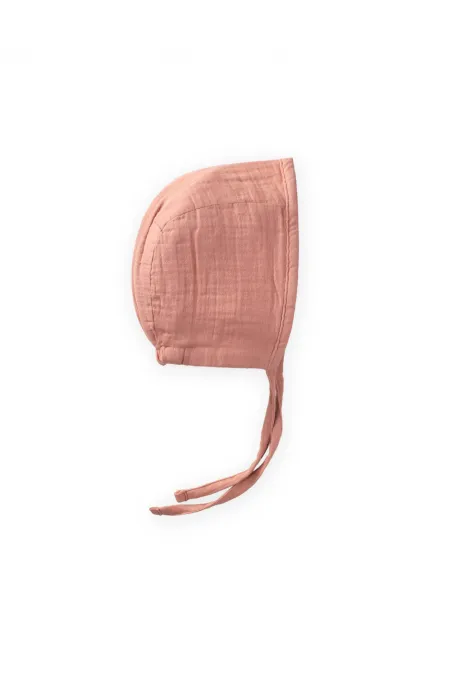 Tie-Up Baby Muslin Hat 0-2 years Salmon