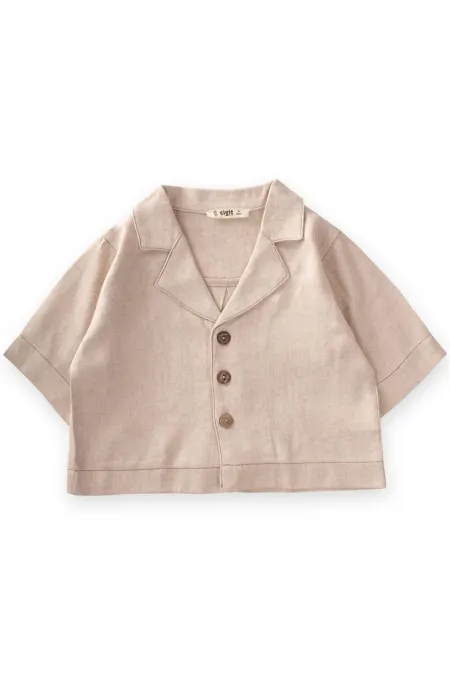 Keten Kalın Taba Dikişli Ceket 2-7 Yaş Naturel