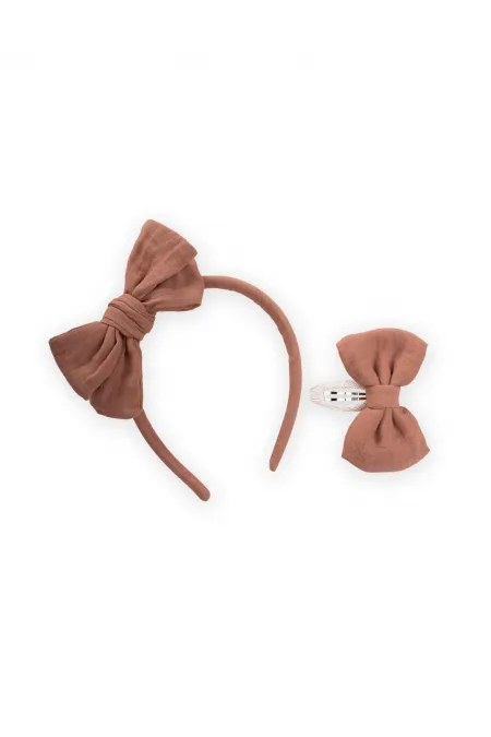 Ensemble boucle de couronne marron