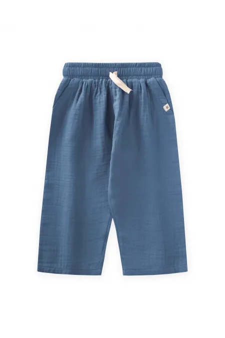 Müslin Pantolon 1-10 Yaş İndigo Mavi