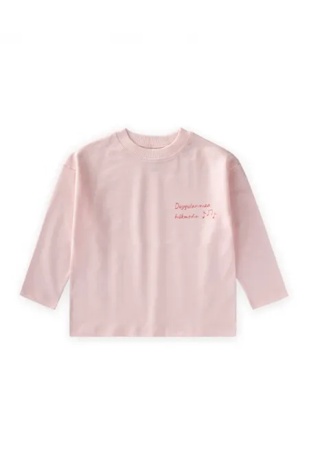 Slogan Long-Sleeve T-Shirt, Ages 2-10, Powder Pink