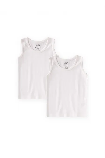 Débardeur deux pièces à larges bretelles, 2-11 ans, écru