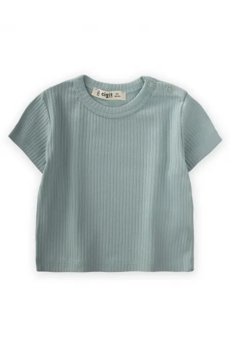 Basic Fitilli T-Shırt 0-12 Ay Mint Yeşili