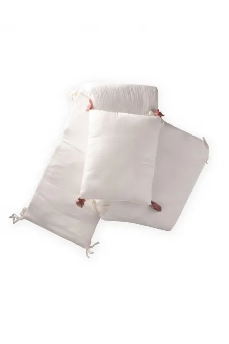 Ensemble de protège-oreillers en mousseline pour bébé (lavé) 32 x 180 cm +/- 2 cm Écru