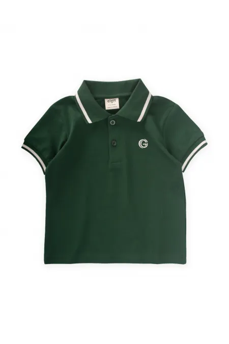 Polo brodé vert kaki pour enfants de 2 à 10 ans