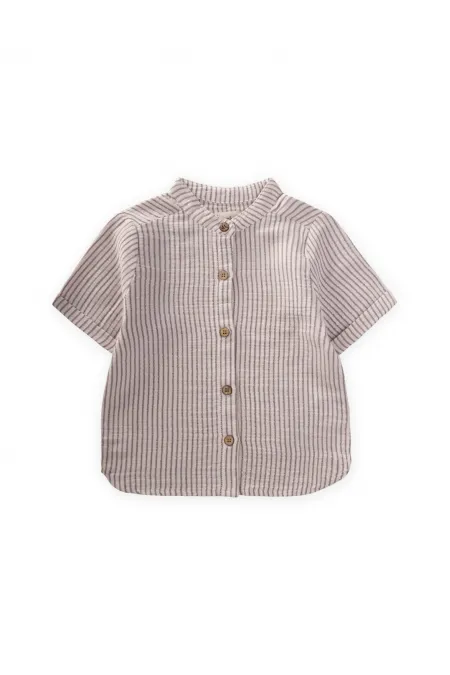 Chemise en mousseline noire à fines rayures, 2-10 ans
